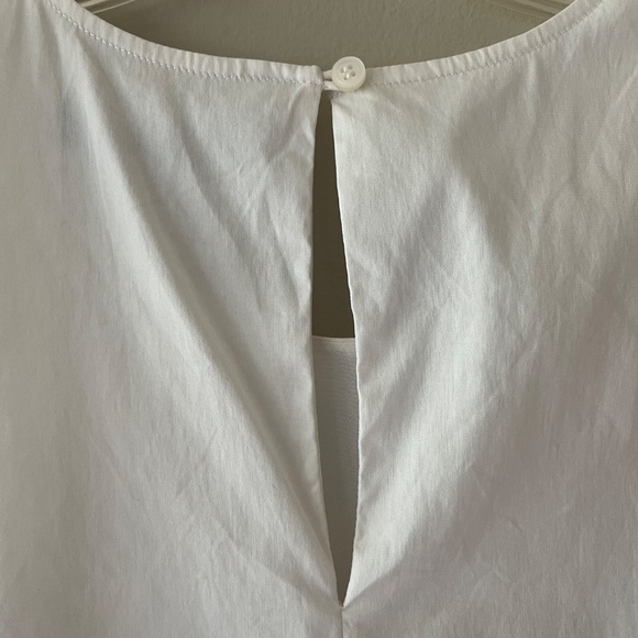 Trouve White Fringe Trim Lined Hem Tank Top Blouse Shirt Size S - Picture 4 of 8